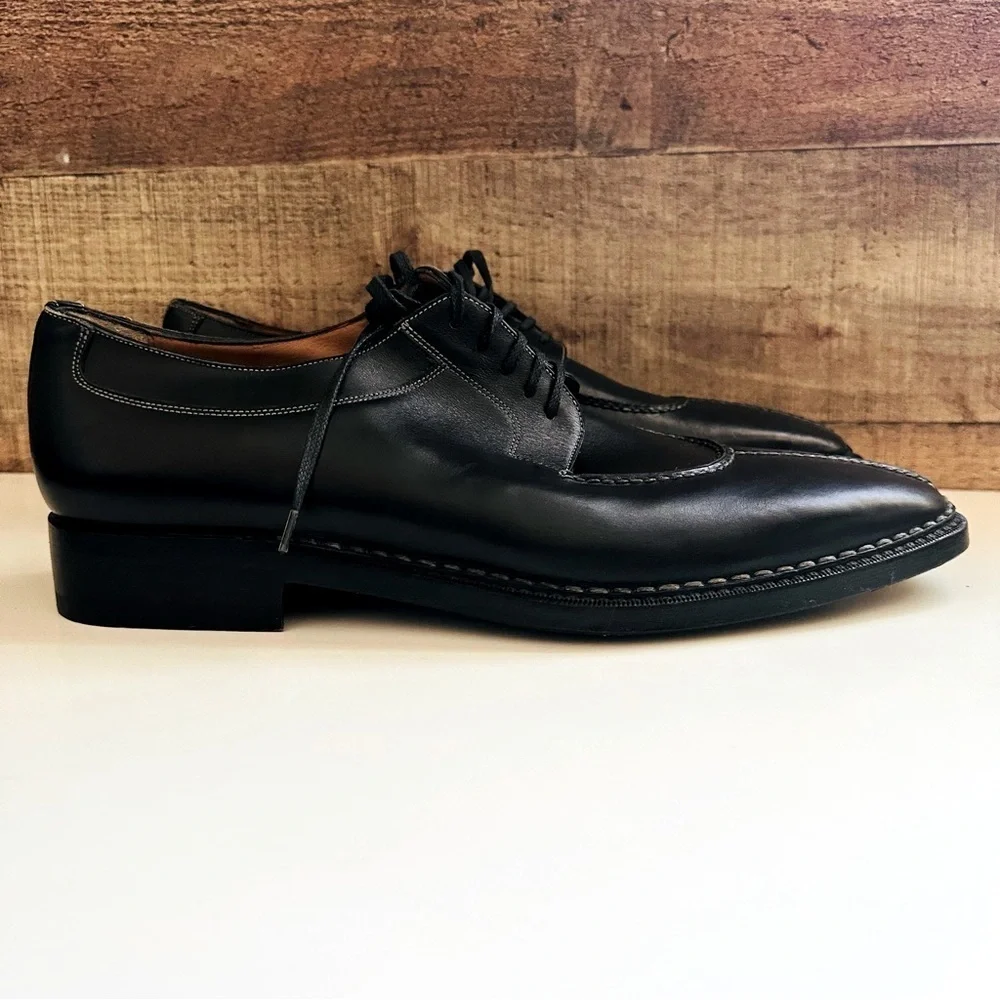 NWT $950 Nordstrom Santoni Men's Black Leather Shoes